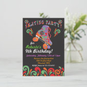 Roovy Black Roller Skating Party-uitnodigingen Kaart (Staand voorkant)