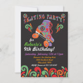 Roovy Black Roller Skating Party-uitnodigingen Kaart (Voorkant)