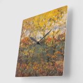 Rooyal Oak Herfst Waterverf Landscape Yellow Oranj Vierkante Klok (Hoek)