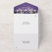 Rooze Paarse Houten Slingerlichtjes Foto Bruiloft All In One Uitnodiging (Buitenkant)