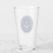 Rope & Anchor Navy Blue Voeg Jouw naam toe Glas (Achterkant)