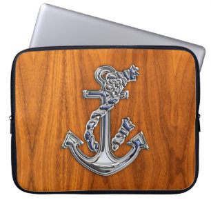 Rope Anchor op Teak Veneer decor Laptop Sleeve