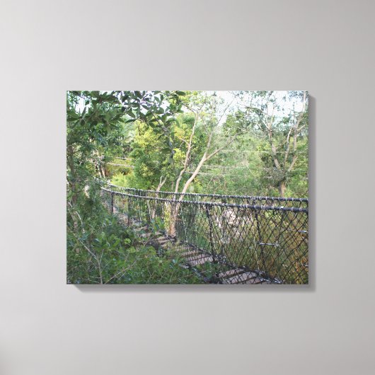 Rope Bridge in de Bomen Canvas Afdruk (Voorkant)