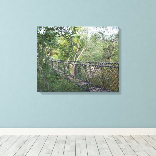 Rope Bridge in de Bomen Canvas Afdruk (Insitu (Houten vloer))