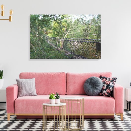 Rope Bridge in de Bomen Canvas Afdruk (Insitu (Woonkamer))