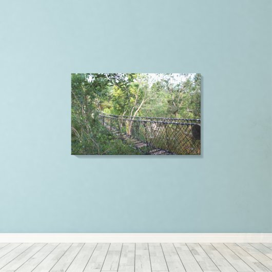 Rope Bridge in de Bomen Canvas Afdruk (Insitu (Houten vloer))