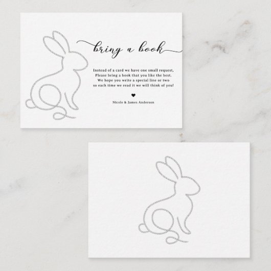 Rope Bunny Rabbit Minimal Modern 1e verjaardag Informatiekaartje (Voorkant / Achterkant)