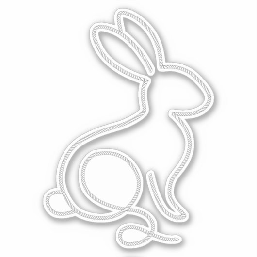 Rope Bunny Rabbit Minimal Modern 1e verjaardag Sticker (Voorkant)