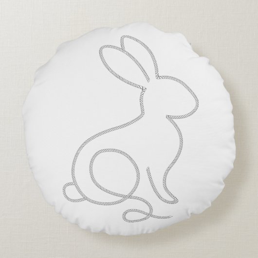 Rope Bunny Rabbit Minimal Modern Design Rond Kussen (Achterkant)