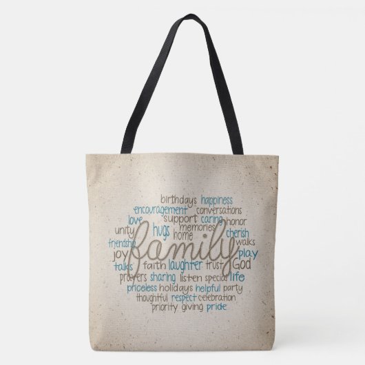 Rope Design Family Word Cloud Tote Bag (Voorkant)