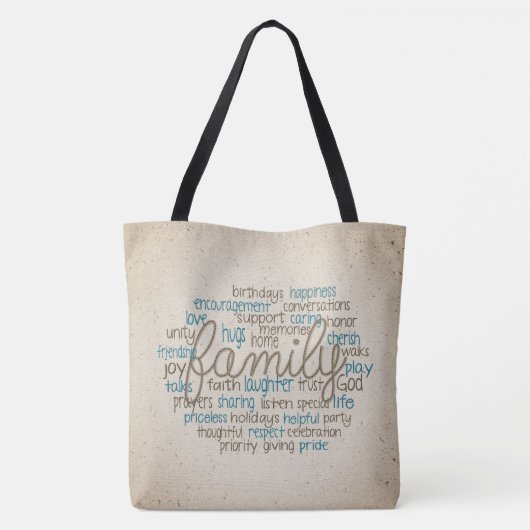 Rope Design Family Word Cloud Tote Bag (Achterkant)