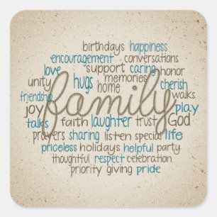 Rope Design Family Word Cloud Vierkante Sticker