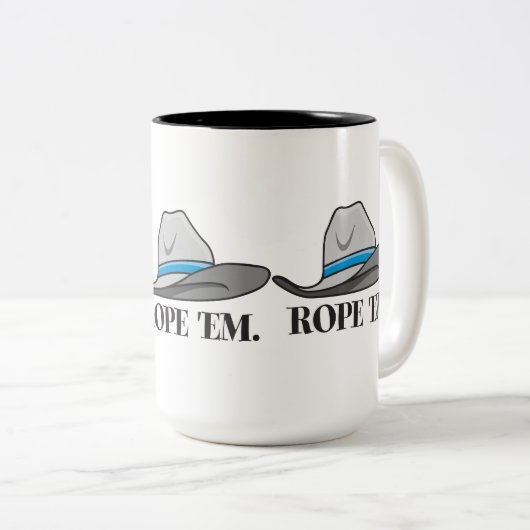 Rope 'Em Western Rodeo Tweekleurige Koffiemok (Voorkant rechts)