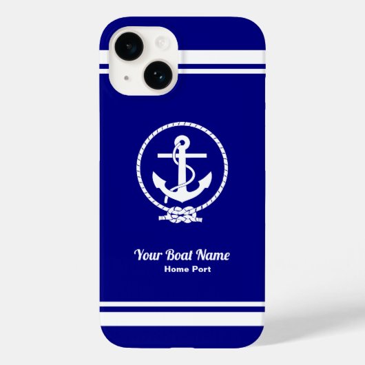 Rope en Anchor Nautical Navy Blue Case-Mate iPhone Case (Achterkant)