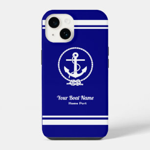 Rope en Anchor Nautical Navy Blue iPhone 14 Hoesje