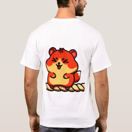 Rope Giggles: Chibi Hamster in Red & Cream T-shirt (Achterkant)