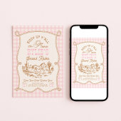 Rope Gingham Cowgirl Birthday Invitation Kaart