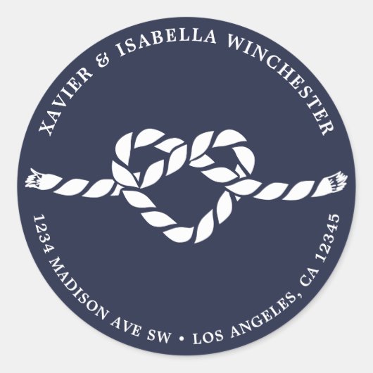 Rope Heart Return Adreslabel Ronde Sticker (Voorkant)