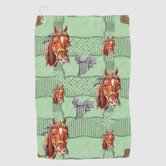 Rope Horse Green Golf Towel Golfhanddoek (Voorkant)