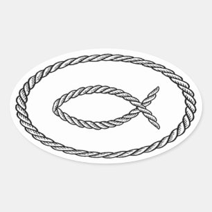 Rope Ichthus Euro Style Ovale Sticker