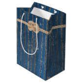 Rope Knot on Blue Barnwood Medium Cadeauzakje (Achterkant Gekanteld)