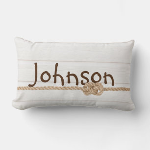 Rope Knot on Whitewashted Wood Kussen