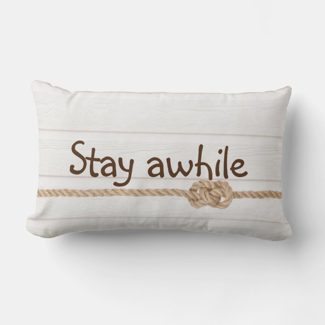 Rope Knot on Whitewashted Wood Kussen (Voorkant)