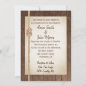 Rope Knot On Wood Wedding Invite Kaart (Voorkant)