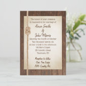 Rope Knot On Wood Wedding Invite Kaart (Staand voorkant)