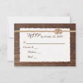 Rope Knot on Wood Wedding RSVP (Voorkant)