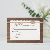Rope Knot on Wood Wedding RSVP (Staand voorkant)