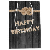 Rope Knot op zwart hout Medium Gift Bag Medium Cadeauzakje (Voorkant)