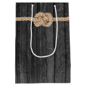 Rope Knot op zwart hout Medium Gift Bag Medium Cadeauzakje (Achterkant)
