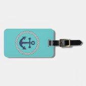 Rope n Anchor Aqua Personalized Bagagelabel (Voorkant horizontaal)