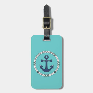 Rope n Anchor Aqua Personalized Bagagelabel
