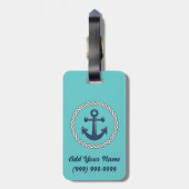 Rope n Anchor Aqua Personalized Bagagelabel (Achterkant verticaal)
