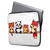 Rope Parade: Cat, Panda, Hamster & Fox Laptop Sleeve (Voorkant Links)
