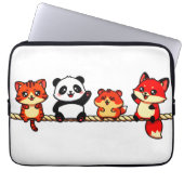 Rope Parade: Cat, Panda, Hamster & Fox Laptop Sleeve (Voorkant)