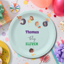 Rope park avontuur speeltuin kinderen verjaardag papieren bordje