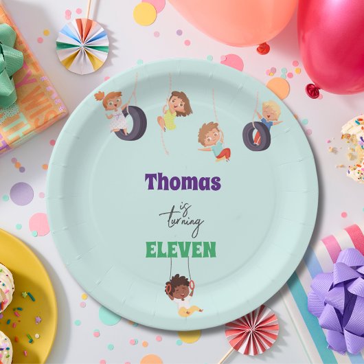 Rope park avontuur speeltuin kinderen verjaardag papieren bordje