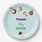 Rope park avontuur speeltuin kinderen verjaardag papieren bordje (Voorkant)