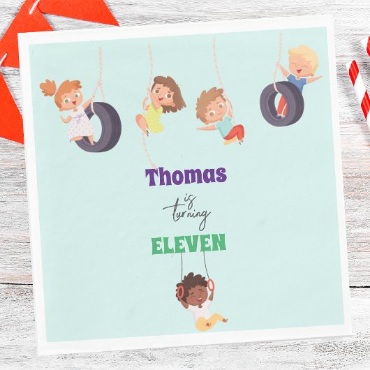 Rope park avontuur speeltuin kinderen verjaardag servet