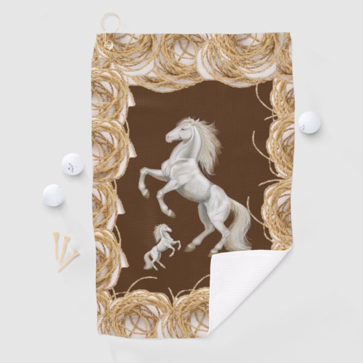 Rope White Horse Golf Towel Golfhanddoek (Insitu)