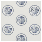 Roped Seashell Nautical Navy | White Pattern Stof (Close Up)