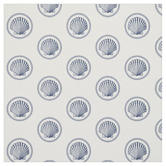 Roped Seashell Nautical Navy | White Pattern Stof (Swatch)