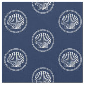 Roped Seashell Nautical Navy | White Pattern Stof (Close Up)