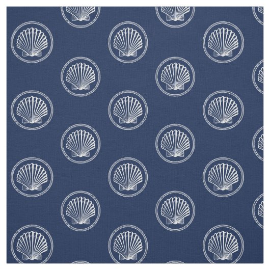 Roped Seashell Nautical Navy | White Pattern Stof (Swatch)