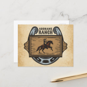 Roping Cowboy ADD NAAM Westerne Familie Paard Ranc Briefkaart
