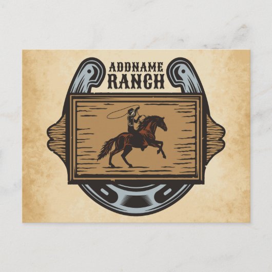 Roping Cowboy ADD NAAM Westerne Familie Paard Ranc Briefkaart (Voorkant)