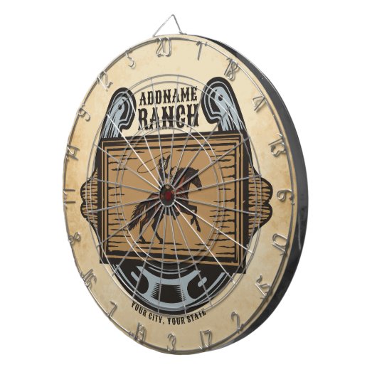 Roping Cowboy ADD NAAM Westerne Familie Paard Ranc Dartbord (Voorkant Rechts)